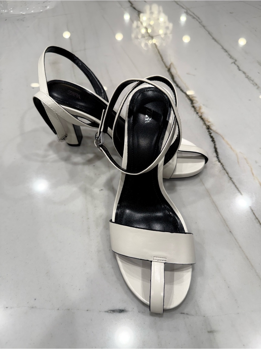 Zara White Strappy High Heel Sandals NWOT